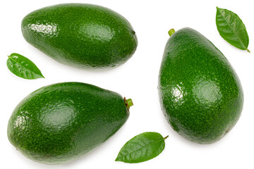 fresh avocado isolated on white background. top view. clipping path