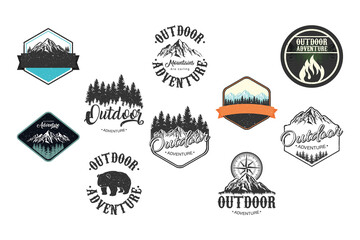 bundle of ten outdoor adventure letterings emblems