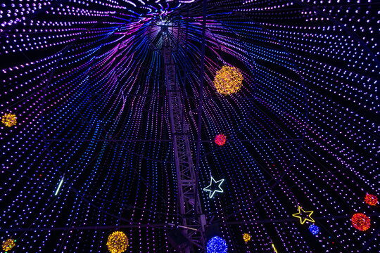 The Illumi tree, a 47 meters Christmas tree of lights in the Illumi light even, happening every year in Laval, Quebec (Canada)