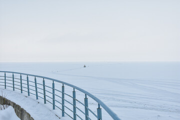 Panorama of the Volga River in winter