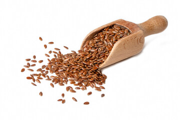 Flax seed on the white background