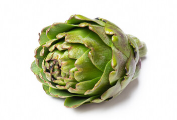 Obraz premium Green fresh artichoke on the white background