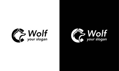 A vector illustration of wolf initial letter C logo sign