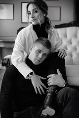 Portrait of happy loving couple in stylish look