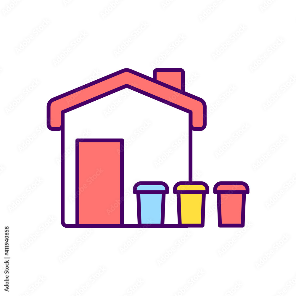 Poster waste sorting rgb color icon. segregating waste for proper removal. keeping carts clean and odor fre