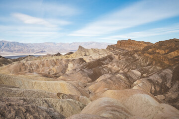 Wide view of Zabriskie Point in Death Valley, California