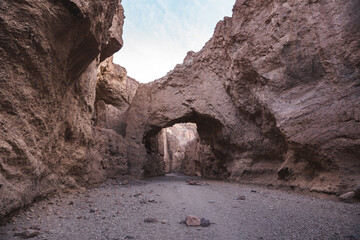 Narrow canyon at Natural Bridge in Death Valley, California 