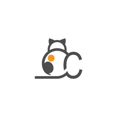 Cat icon logo with letter C template design vector
