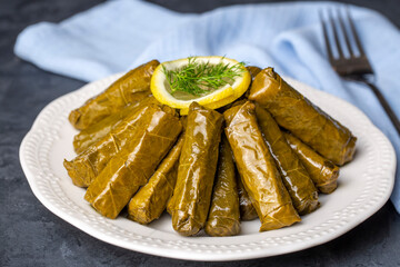 Traditional delicious Turkish foods; stuffed leaves (yaprak sarmasi)