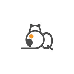 Cat icon logo with letter Q template design vector
