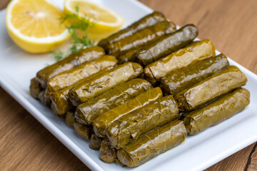 Traditional delicious Turkish foods; stuffed leaves (yaprak sarmasi)