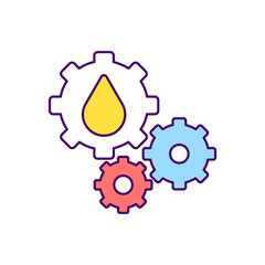 Reusing and recycling used oil RGB color icon. Used oil disposal. Hazardous waste. Providing great environmental benefits. Using as raw materials for petroleum industry. Isolated vector illustration