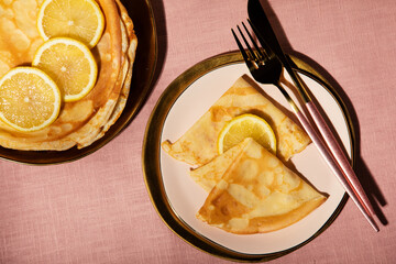 Crepes and lemon, shrove Tuesday