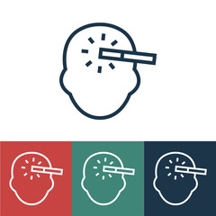 Linear vector icon with cast over mind