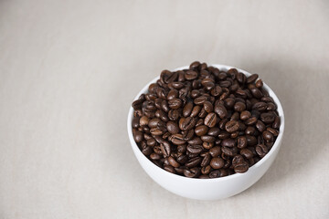 coffee beans in a white bowl