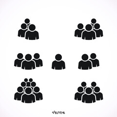 Illustration of crowd of people icon silhouettes vector. Social icon. Flat style design. User group network. Corporate team group. Community member icon. Business team work activity. Staff unity icon