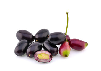 Jambolan plum or Java plum isolated on white background