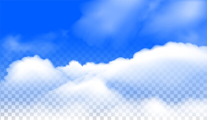The vector realistic clouds isolated on the transparent  background.