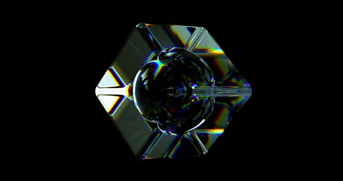 Looping Dispersion Animation of a Iridescent Cube Morph Into Sphere. 3D Animation.