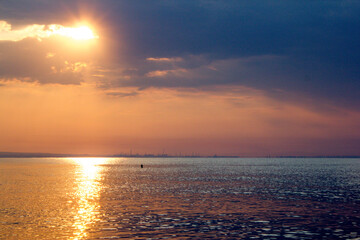 Naklejka na ściany i meble Dawn on the sea at Castellaneta Marina, Taranto, Puglia, Italy