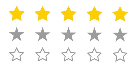 Set of golden and gray stars collection, star vector icons isolated on white background