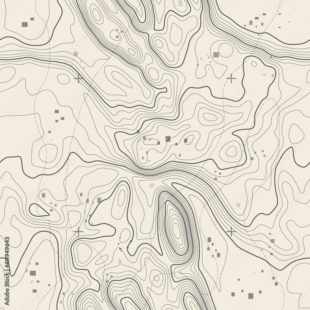Poster seamless vector topographic map background. line topography map seamless pattern. contour background