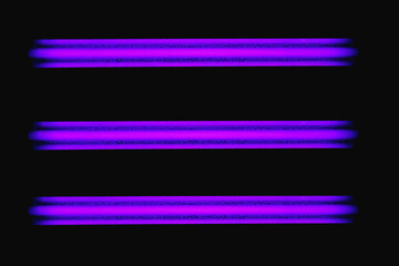 three neon light ultraviolet blacklight lamps