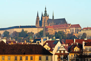 Obraz premium Prague, Prague Castle and St. Vitus Cathedral, Czech Republic, Central Bohemia, Europe