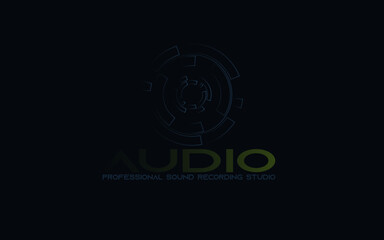DJ Dance Party Logo, Recording Studio Emblem, Audio Wave and Light Dark Gradient Background