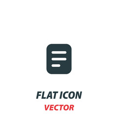 form document icon in a flat style. Vector illustration pictogram on white background. Isolated symbol suitable for mobile concept, web apps, infographics, interface and apps design