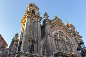 Fototapeta na wymiar Facade of Basilica of Saint John the Real (Iglesia de San Juan el Real). Catholic church of the diocese of Oviedo, Asturias. Spain. It was established in 1912.