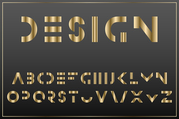 Luxury gold minimalistic font. English vector alphabet - latin letters. Creative gradient design