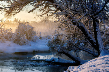 Piękna zima w miasteczku Supraśl, Podlasie, Polska
