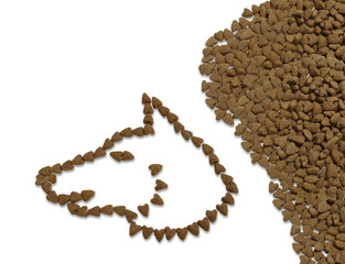Image of a dog's head made from dry food