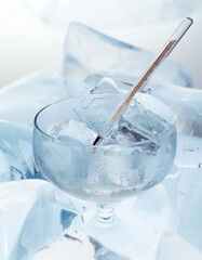 thermometer on the ice close up