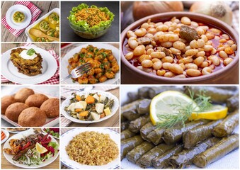 Traditional delicious Turkish foods collage