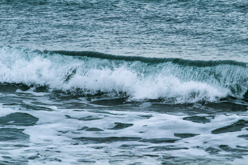 Rough sea in La Marina beach in Alicante, Spain