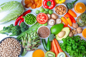Healthy diet vegetables background. Clean and detox eating.