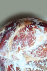 Obraz premium Fresh raw frozen marbled beef meat, for backgrounds or textures