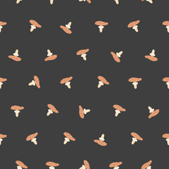 Cute garden with mushrooms; seamless pattern for stationery, wrapping paper, textile, babies, decoration