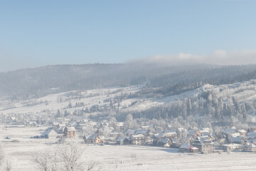 Fototapeta na wymiar Winter landscape of Poland in snow 