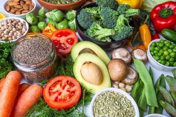 Healthy diet vegetables background. Clean and detox eating.