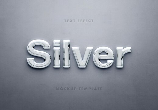 3D Glossy Silver Wall Sign Logo Mockup