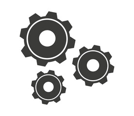 Settings, gear icon, logo isolated on white background. 