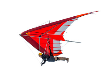 Hang glider wing silhouette isolated on white. - obrazy, fototapety, plakaty