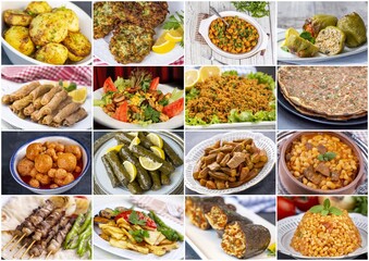 Traditional delicious Turkish foods collage