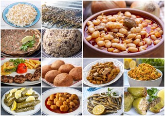 Traditional delicious Turkish foods collage