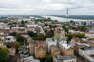 Obraz premium Panorama skyline view of the latvian capital Riga from above