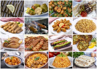 Traditional delicious Turkish foods collage
