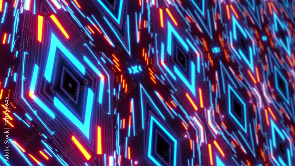 Poster abstract sci-fi neon glow color moving seamless art loop background motion screen. 4k 3d abstract mo